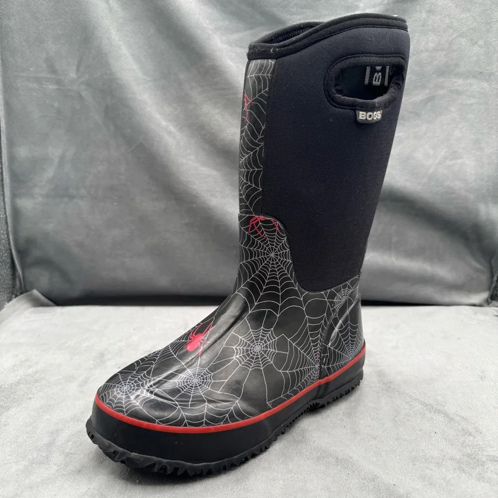 Bogs Classic High Spiders II Kids Boots Size 2 Black Spider‎ Web Rain